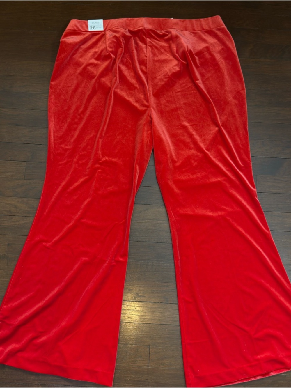 Lane Bryant Red Velvet Pull on Mid Rise Flare Pants Women's Size 26 NWT